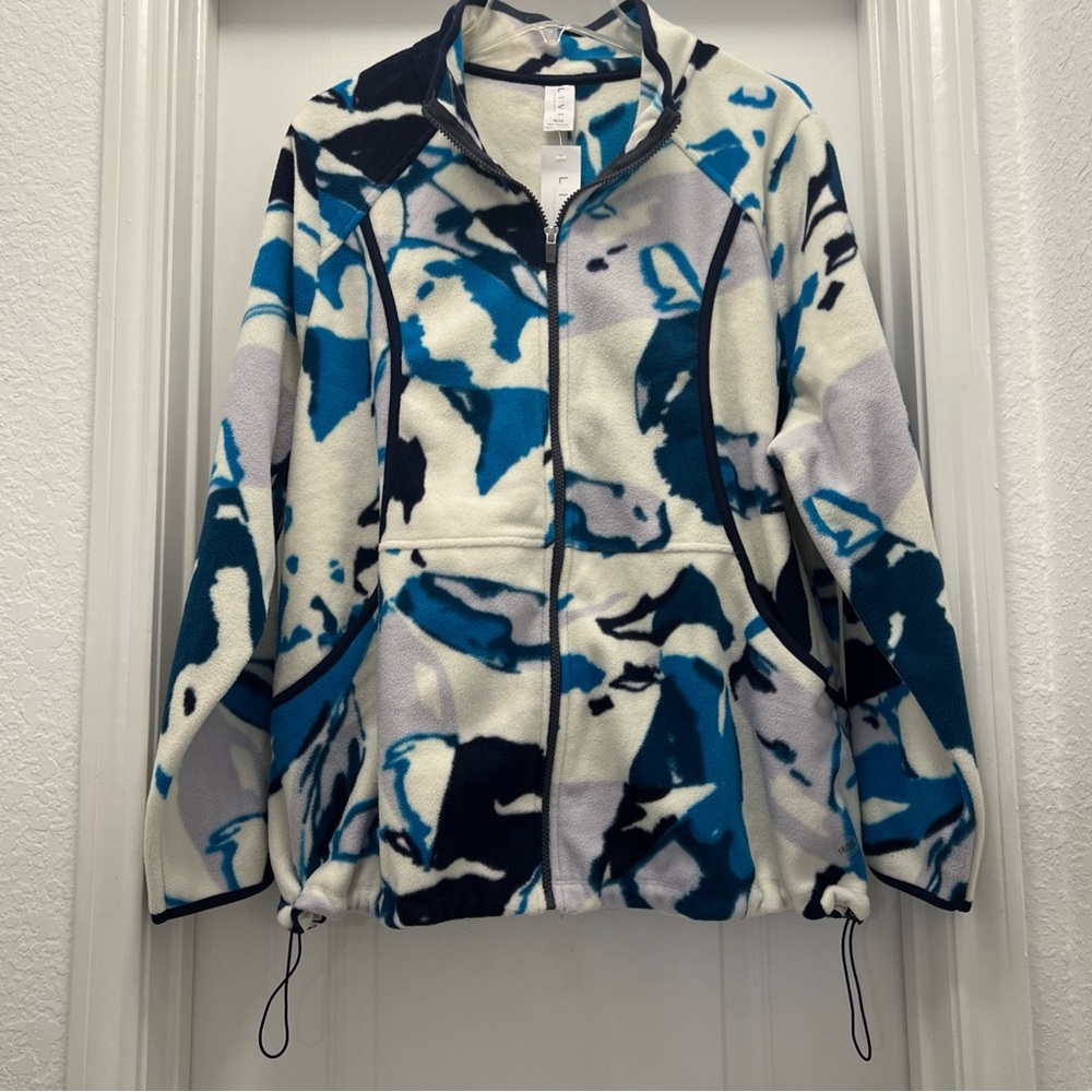 LIVI by Lane Bryant Zip Fleece Jacket 18/20 – Abstract Blue Print NWT